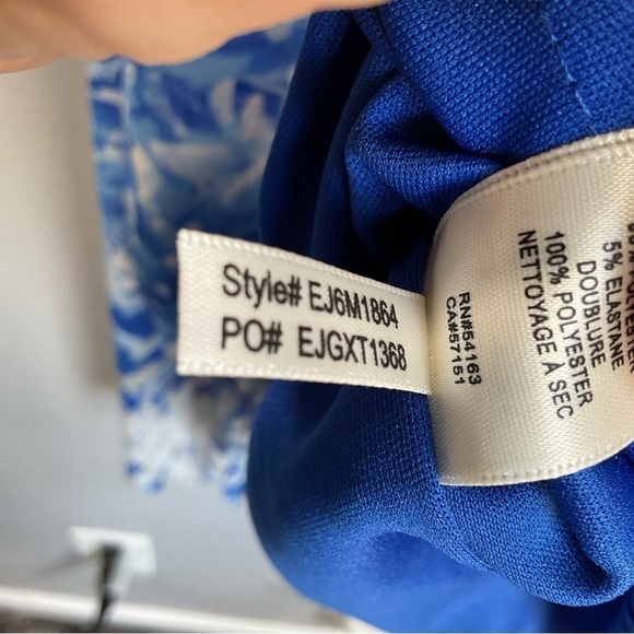 Eliza J blue floral sleeveless flyaway back dress size 10 D136 - Picture 11 of 13